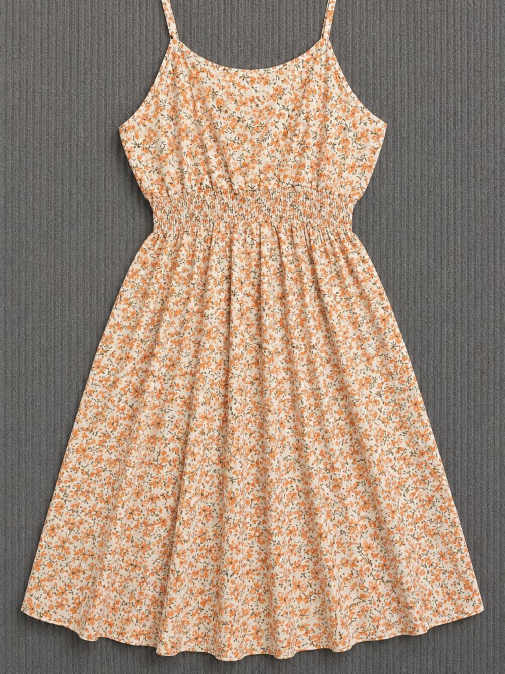 Floral Smocked Waist Midi Dress XL Adjustable Straps Cottagecore